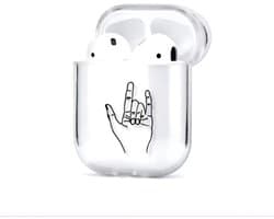 Shieldcase Rock Your Case - beschermhoes geschikt voor Airpods 2 Case - doorzichtig hoesje met zwarte print - transparant