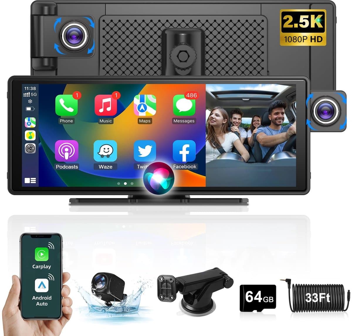 Solidchoice - 10.26 Inch Auto Display met Dashcam en Carplay — afbeelding 1