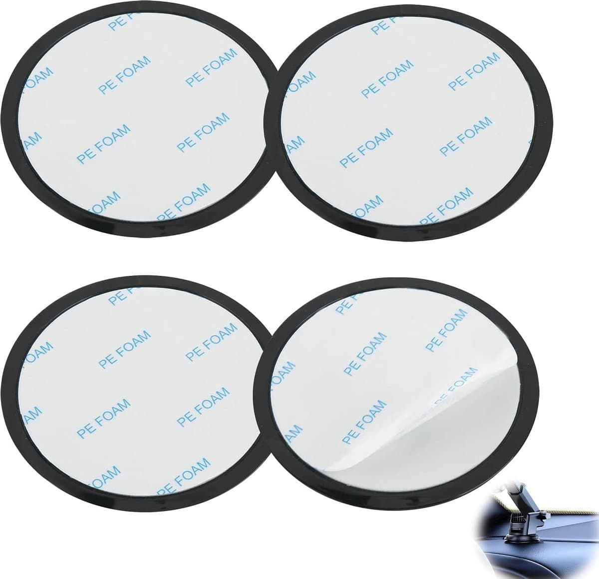 Dashboard pad set van 2 - zelfklevende 80mm schijven - voor mobiele telefoon en GPS - stevige bevestiging - ShopVlot — afbeelding 1