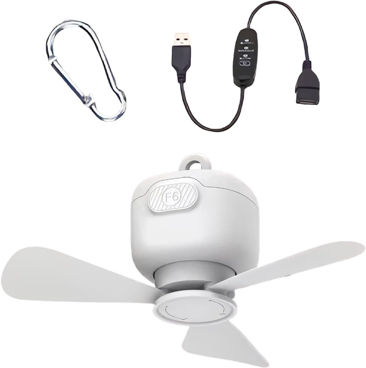 Draagbare Plafondventilator - Ophangbare Ventilator - Kamperen Buiten - 3 Snelheden - 99 x 119 cm - Wit — afbeelding 1
