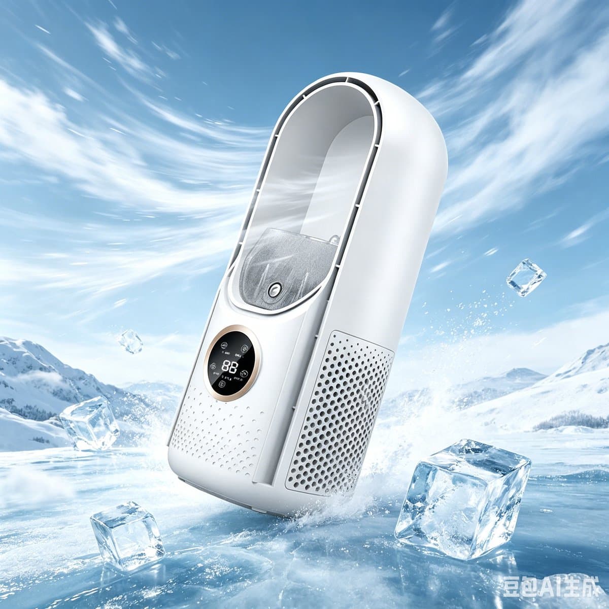 Tafelairconditioner – Mini Luchtkoeler – Draagbare Mini Airco – Draagbare Tafelventilator – 6 Instelbare Windsnelheden – Luchtbevochtiger met Koelfunctie – Zonder Afvoerslang – Geschikt voor Studentenkamer, Slaapkamer en Kantoor – Wit — afbeelding 1