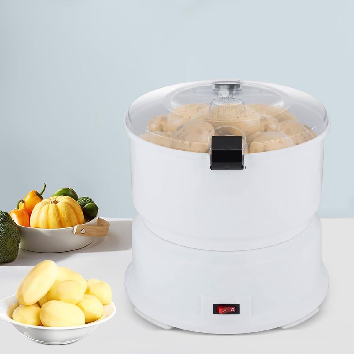 Elektrische Aardappelschilmachine - Groente Schillen - Snel Groente Bereiden - 85W Koper Motor - 0.8kg Capaciteit - Wit — afbeelding 1
