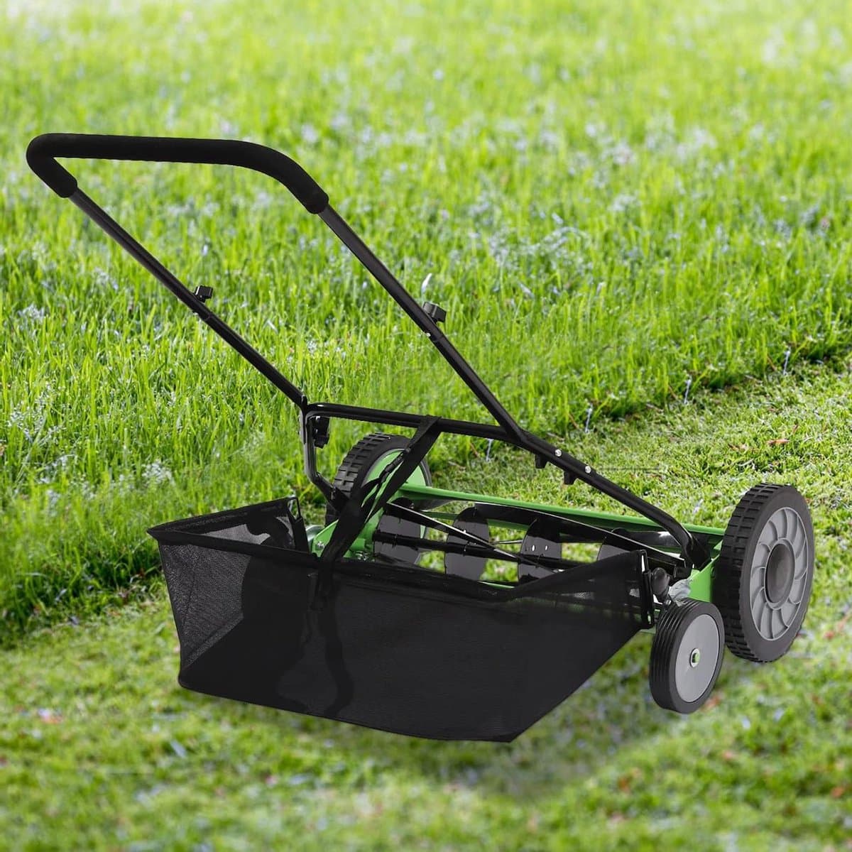 Handgrasmaaier - Cilindermaaier Duwmaaier - Gazon Onderhouden - 9-voudig Verstelbaar - 25 cm Snijdbreedte - Groen/Zwart — afbeelding 1