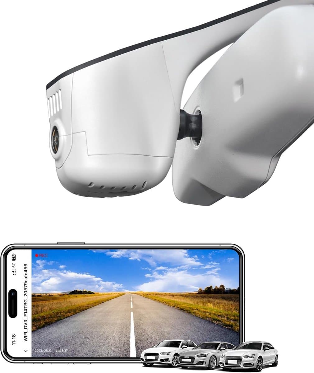 SnelShoppen - 4K+1080P Dashcam voor Auto, Voor en Achter, OEM Look, Geschikt voor Audi Model C Grijs, Met Loop Recording, G-Sensor, WiFi, App, Eenvoud — afbeelding 1