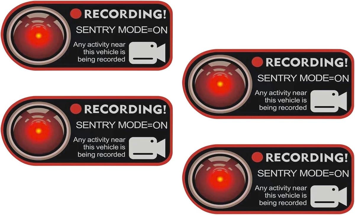 SnelShoppen - 4 x Waarschuwingsstickers voor Dashcam - PVC Auto Buiten Camera Opname Stickers - Verhoog Veiligheid - Universele Maat voor Auto's, Vrac — afbeelding 1