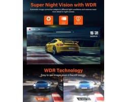 Thijox - 4K Mirror Dashcam Achteruitkijkspiegel Camera met 10" IPS Touchscreen, 64G SD-kaart, 170° Groothoek, WDR, Loop Recording en G-Sensor voor Aut