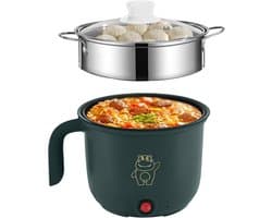 Mini elektrische hot pot - Compacte kookpan - Snelle maaltijd koken - Met stoompan - 18 liter - Groen