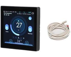 Slimme Thermostaat - Temperatuurregelaar - Verwarming Regelen - Kleurenscherm Interface - 86 x 86 mm - Zwart