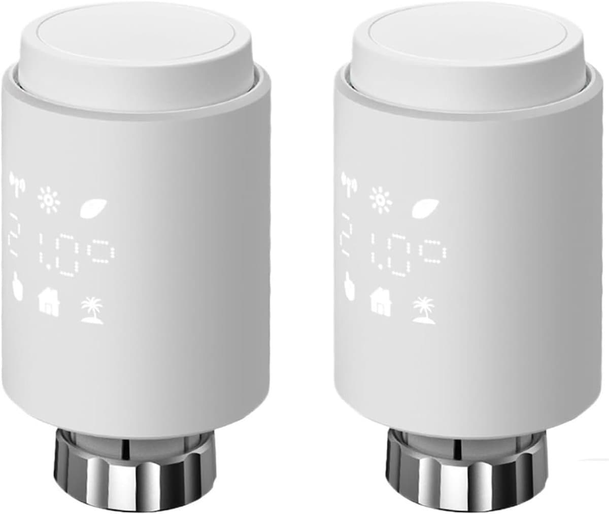 Slimme Thermostaat - Radiatorkraan Actuator - Temperatuur Regelen - Programmeerbaar Schema - 2 Stuks - Wit — afbeelding 1