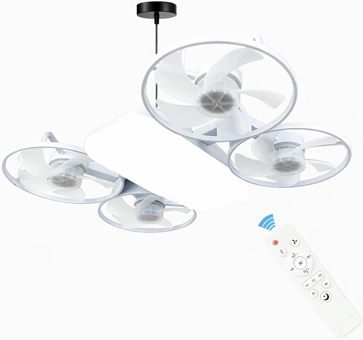 Stijl Ventilatorlamp Met Afstandsbediening - Schroefmontage - Dimbaar LED - 3 Kleuren 3000K-6500K - Draadloos - Geschikt voor Slaapkamer, Keuken, Bergruimte en Kast — afbeelding 1