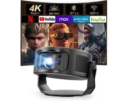 Mini-beamer - Draagbaar - 4K-ondersteuning - Automatische trapeziumcorrectie - Voor Thuisbioscoop en Mobiel Gebruik