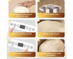 Elektrische Deegmachine 7L – Automatische Deegkneder 200W – Deeg Mixer met Fermentatiefunctie 28-40°C – RVS Mengkom – Touch Bediening – Voor Pizza, Brood & Bakken