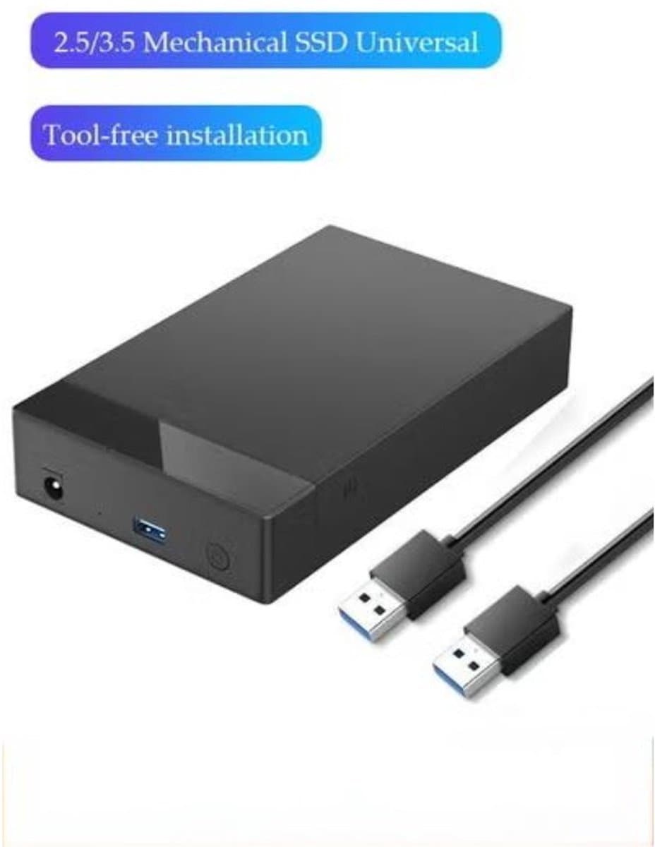 casalora - Externe Hdd Zaak - Externe harde schijf behuizing – 2.5" en 3.5" USB 3.0 naar SATA – Toolvrije externe behuizing – Compacte en lichte harde schijf adapter - Zwart — afbeelding 1