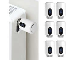 Radiator Thermostaat WiFi – Raamdetectie, Vorstbeveiliging en Kinderslot – Wit – 6-pack