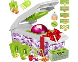 Keuken Snijmachine - Groentehakker Hakmolen - Maaltijden Voorbereiden - 18-in-1 Functies - 33.4 x 12.7 x 12.3 cm - Groen