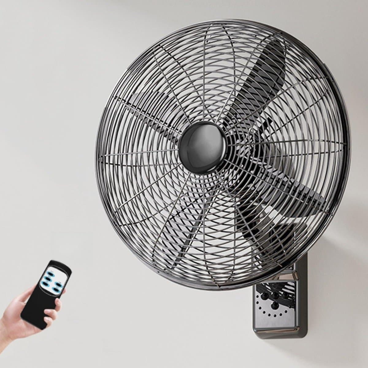 Wandventilator - Muurventilator Elektrisch - Ruimte Koelen - Met Afstandsbediening - 40 cm - Zwart — afbeelding 1