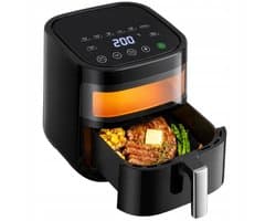 Digitale Airfryer 4L, 1200W – Olievrije Heteluchtfriteuse met Instelbare Temperatuur en Timer, Antiaanbakmand, Gezond Koken voor Frituren, Bakken, Braden en Opwarmen