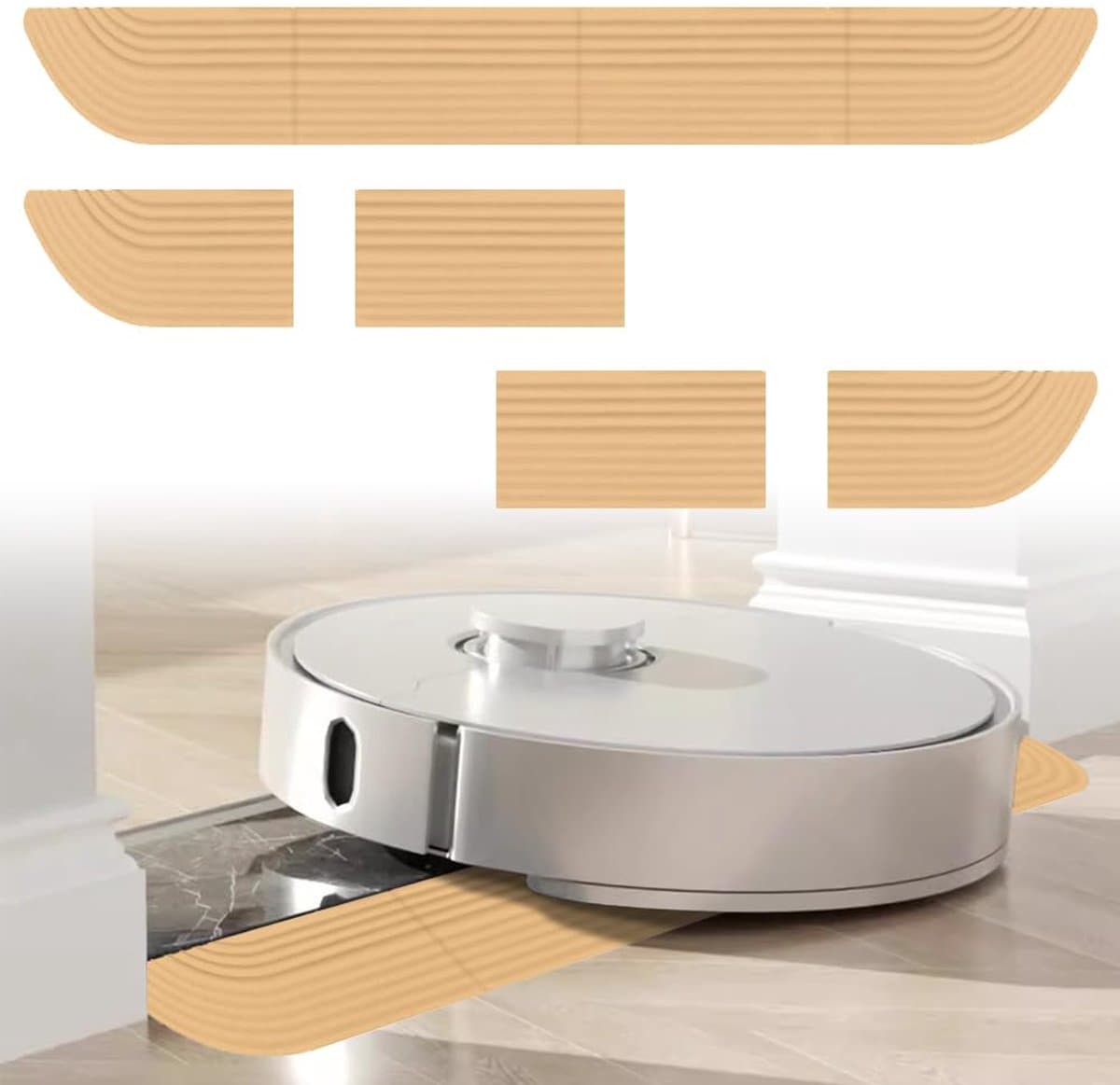 Deurdrempelhelling voor robotstofzuiger, universele helling, deurdrempels, 68 x 5 cm, in rolstoel en badkamer, voor robotstofzuiger, verhoging, geel — afbeelding 1