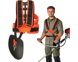 SnelShoppen - Universele Verstelbare Grasmaaierharnas met Padding, Comfortabele Dubbele Schouderband voor Grasmaaier en Bosmaaier, Zwart Oranje met Ve