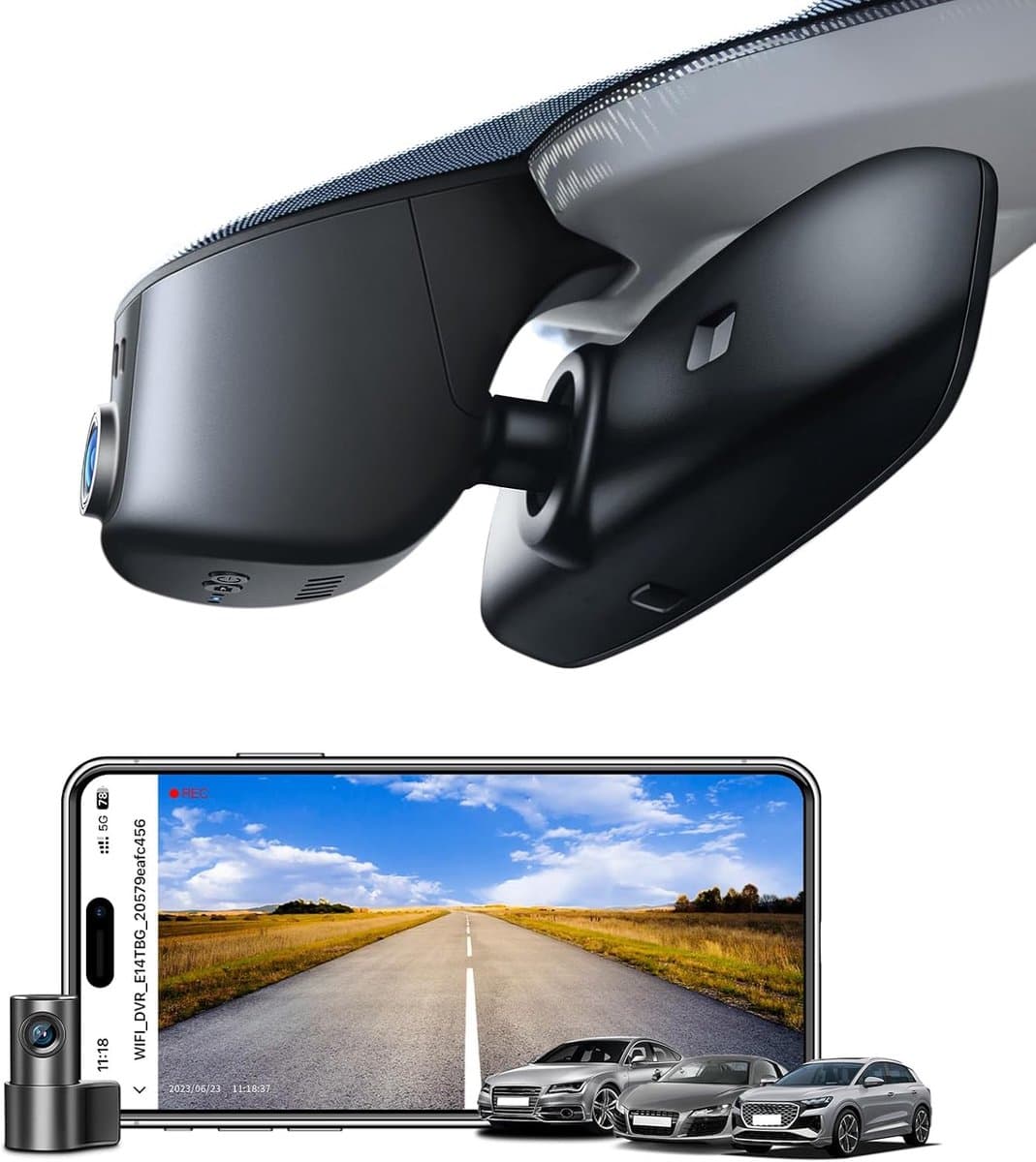 SnelShoppen - 4K+1080P Dashcam Voor en Achter met OEM-Look voor Audi A4 A6 A3 A5 Q5 S3 S4 S6 Q7 A8 S8 TT A7 S5 Q3 S7 RS3 RS5 RS6 e-tron - Inclusief 12 — afbeelding 1