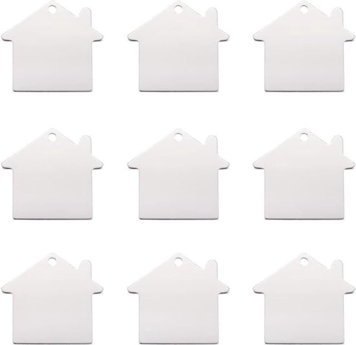 Set van 10 aluminium blanco stempel tags hangers van 35x38,5x1 mm, ideaal voor het maken van DIY sieraden met een lichte en duurzame afwerking — afbeelding 1