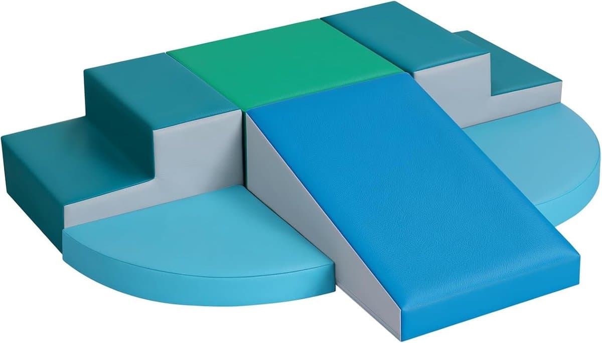 Set van 6 Schuimrubberen Klimblokken voor Kinderen: PU-leer Zachte Klimspeelgoed Speelset voor Kleine Kinderen - Montessori-speelgoed Grove motoriek Dubbele Ladderset(Modern) — afbeelding 1