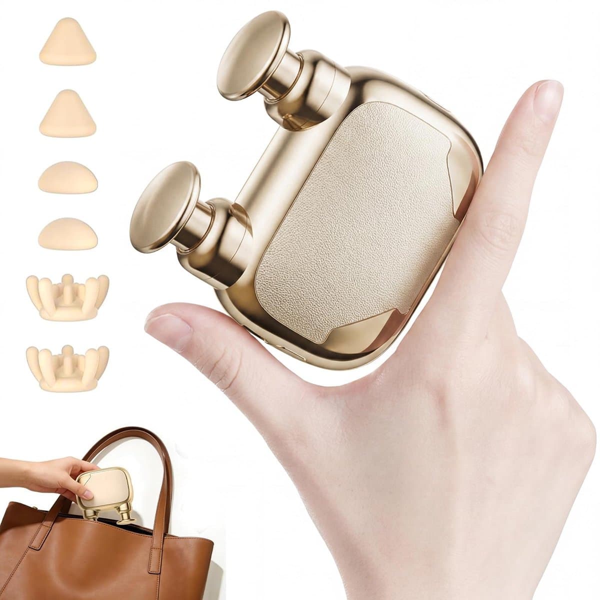 SnelShoppen - Mini Massagepistool Draagbaar Sportmassageapparaat, Compact Massagepistool voor Spierherstel, Thuis, Kantoor, Sport, Zwart/Goud — afbeelding 1