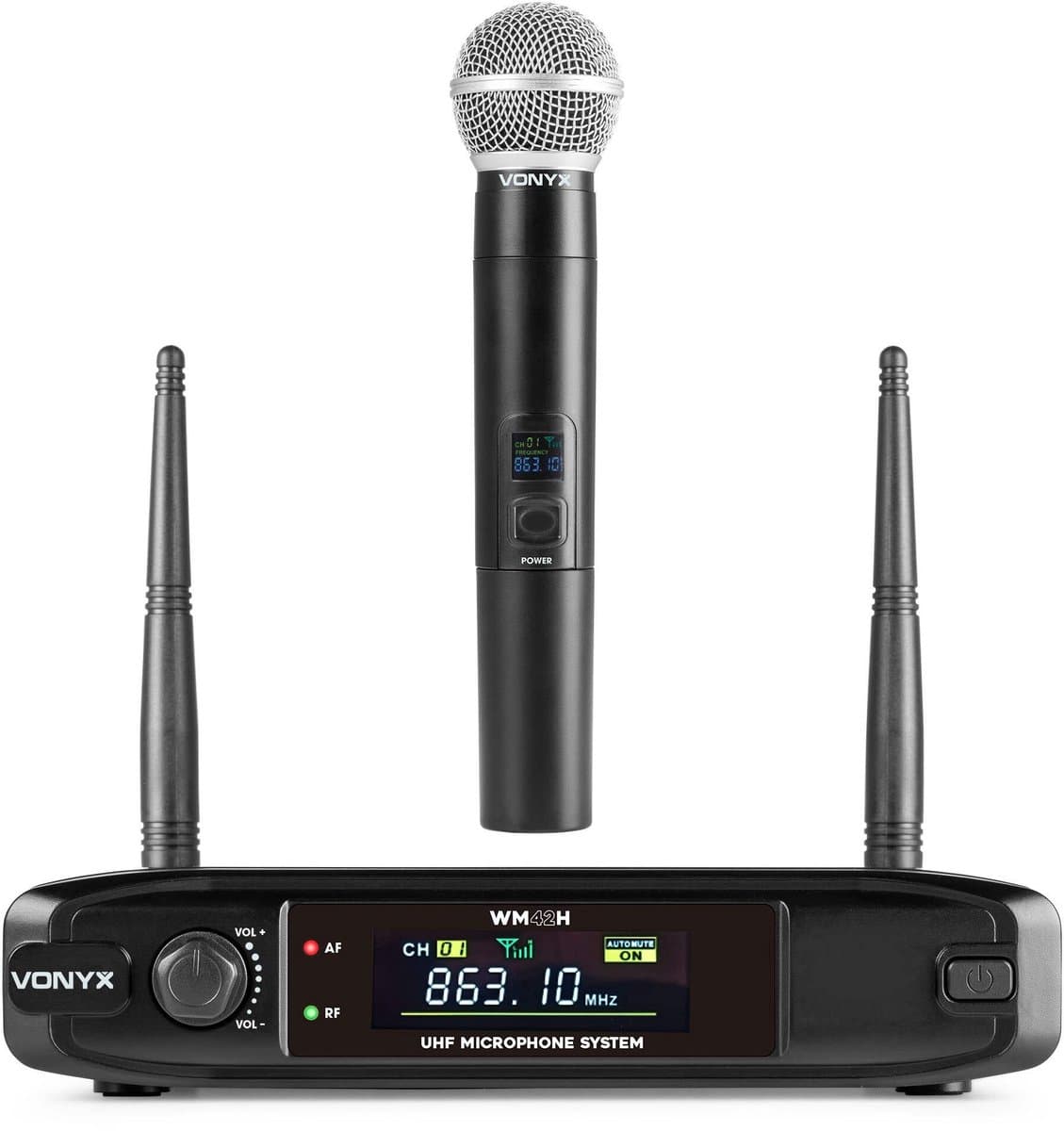 Draadloze microfoon - Vonyx VM42H - UHF Microfoon set met tuner - Zang microfoon — afbeelding 1