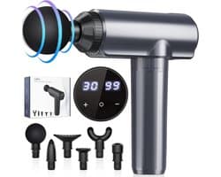 Lìon® Massagengun - Massage Pistool - Massage Gun - Grijs - 19cm x 18cm x 6cm