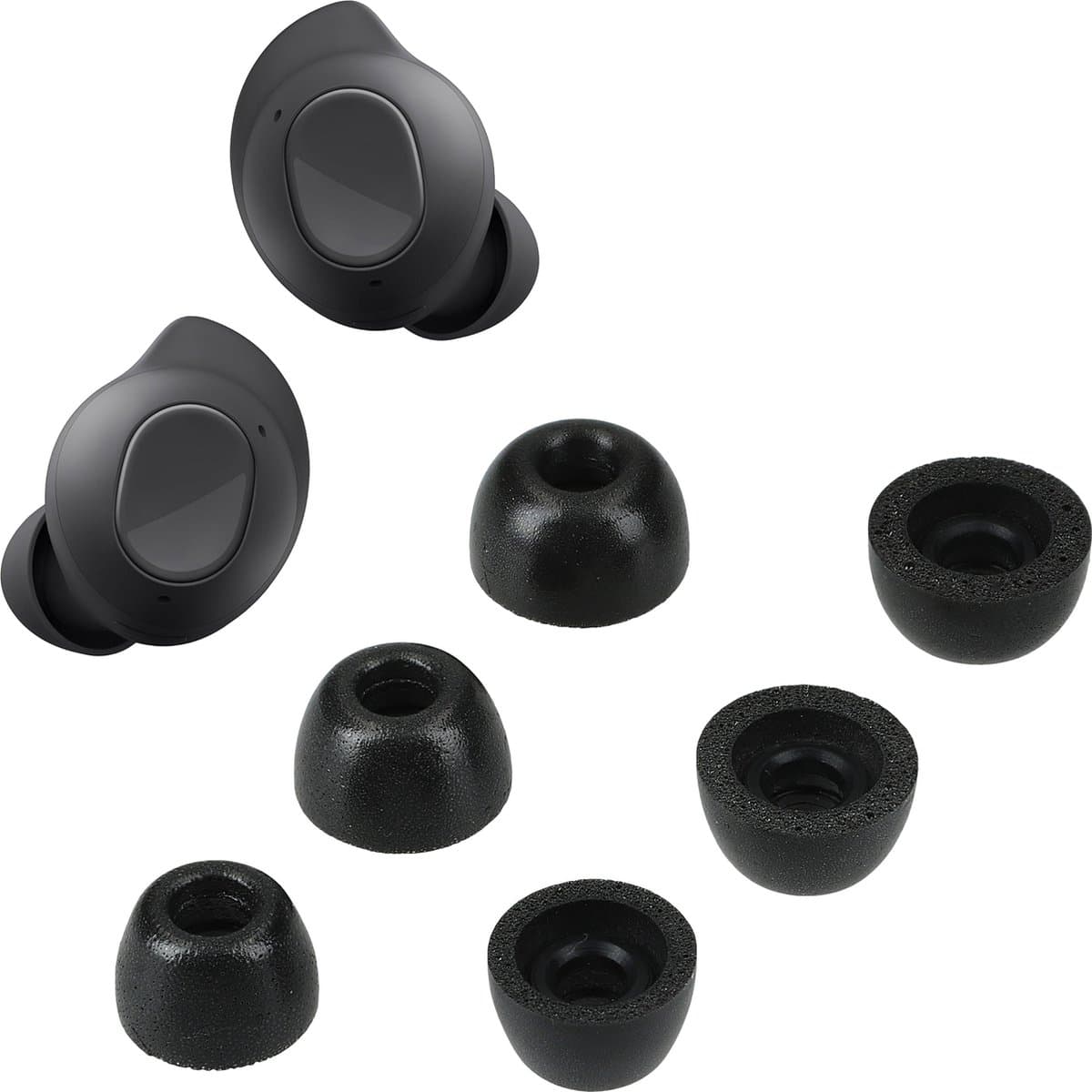 kwmobile 6x cover voor oordopjes - geschikt voor Samsung Galaxy Buds FE - Van memory foam in zwart - Maat S, M en L — afbeelding 1