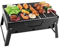 Barbecue Grill - Inklapbare Houtskool Grill - Roestvrijstaal - Draagbaar - Zwart