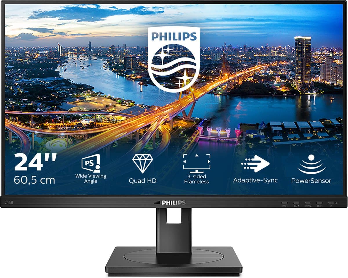 Philips B Line 245B1/00 computermonitor 60,5 cm (23.8") 2560 x 1440 pixels Quad HD LED zwart — afbeelding 1