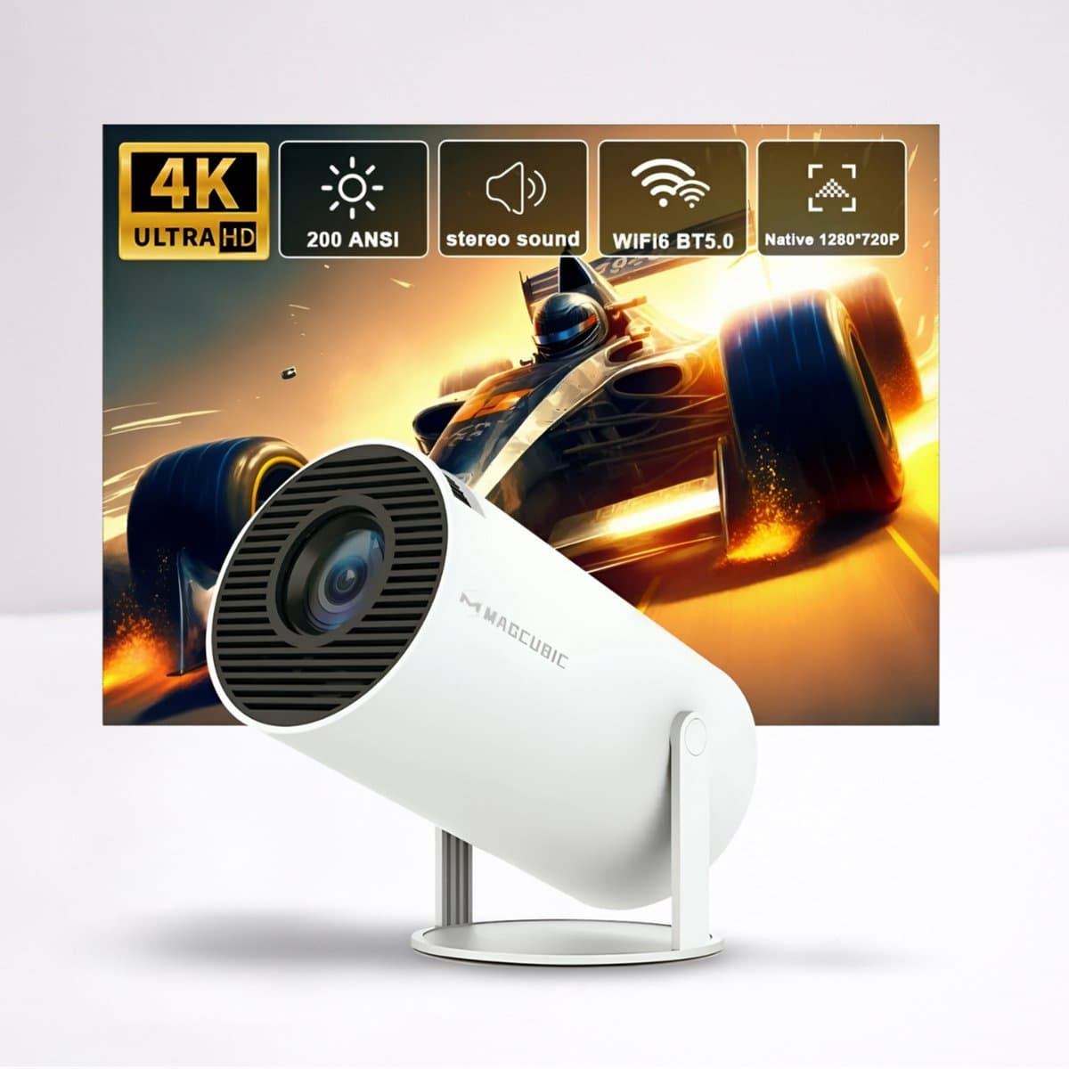 Magcubic Ultieme Draagbare WiFi 6 Mini Beamer 4K/200 ANSI Projector Streamen - HY300 - BT 5.0 - Android - Home Cinema - — afbeelding 1