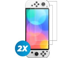 Screenprotector geschikt voor Nintendo Switch OLED - Tempered Glass - 2 stuks - Transparant
