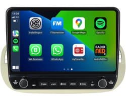 Carplay autoradio voor Fiat 500 Beige | Elegant design | 2007 t/m 2015 | Android 13 | Draadloos Apple Carplay & Android auto | 2GB + 32GB | 8-Core processor | Davilon | 2025 model | 2007 2008 2009 2010 2011 2012 2013 2014 2015 | Bluetooth & Wifi