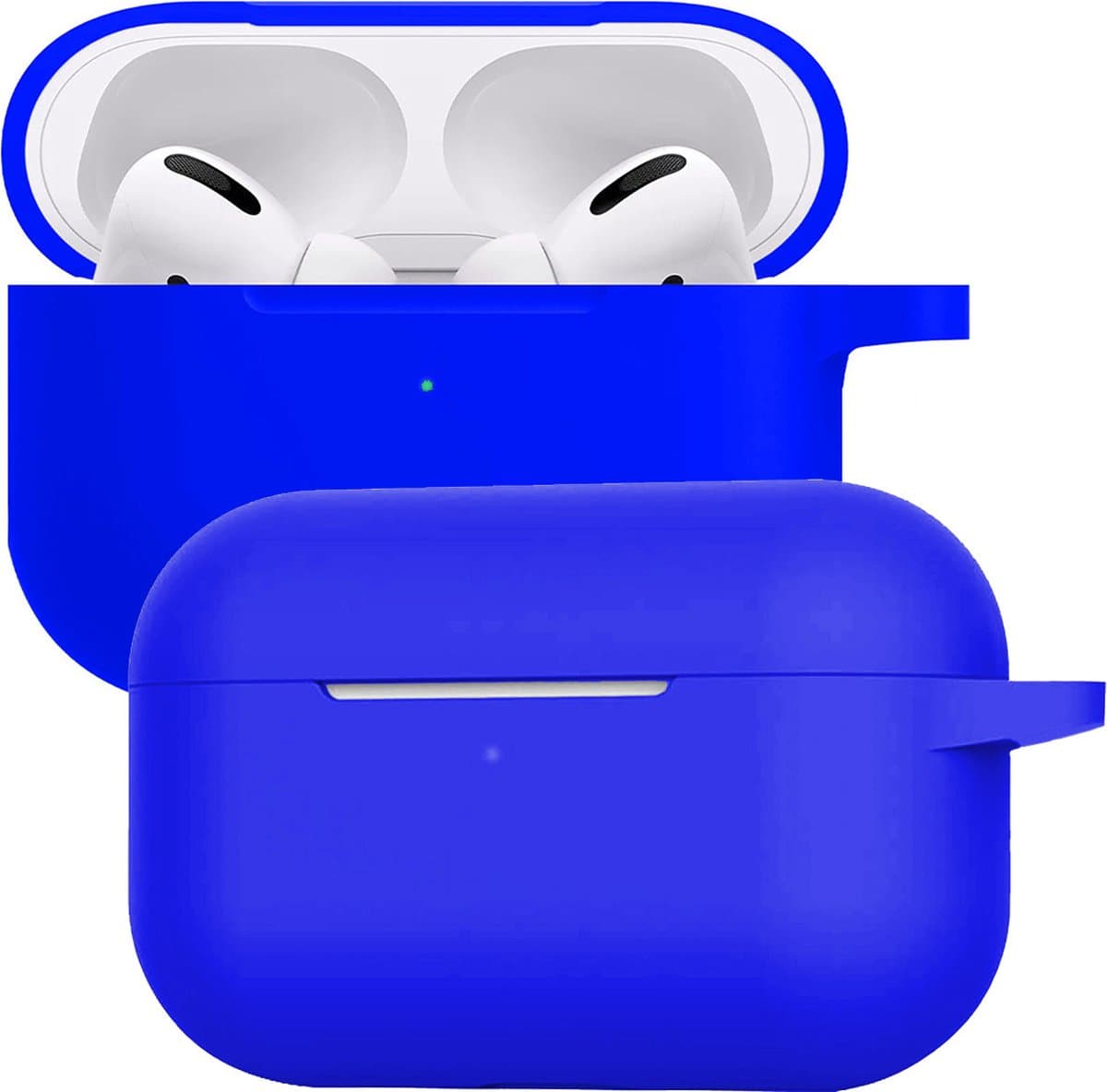 Case - Geschikt voor Apple AirPods Pro 2 - Siliconen Hoes met Clip - Silicone Hoesje Cover - Blauw — afbeelding 1