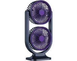 Dubbele Bureau Ventilator - USB Tafelventilator met Twee Koppen - Compact en Stil - voor Warme Dagen - Geschikt voor Kantoor, Slaapkamer, Auto en Reizen - zwart