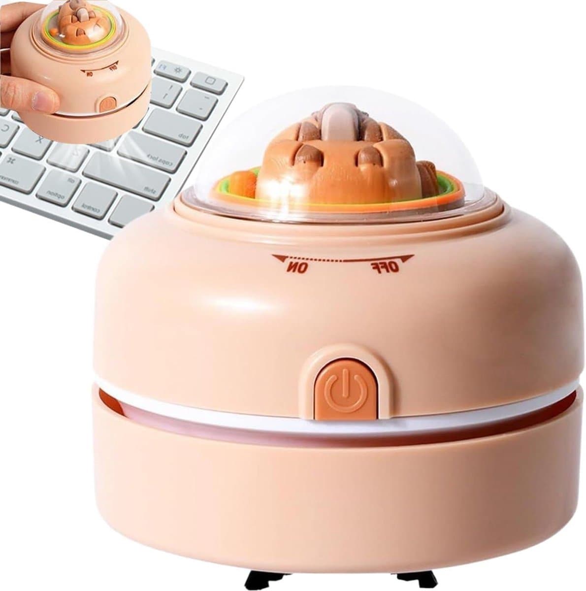Bureau Stofzuiger - Kleine Schoonmaker - Werkplek Reinigen - Draadloos en Compact - 8.5 cm Hoog - Bruin — afbeelding 1