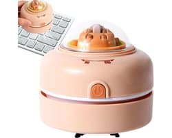 Bureau Stofzuiger - Kleine Schoonmaker - Werkplek Reinigen - Draadloos en Compact - 8.5 cm Hoog - Bruin