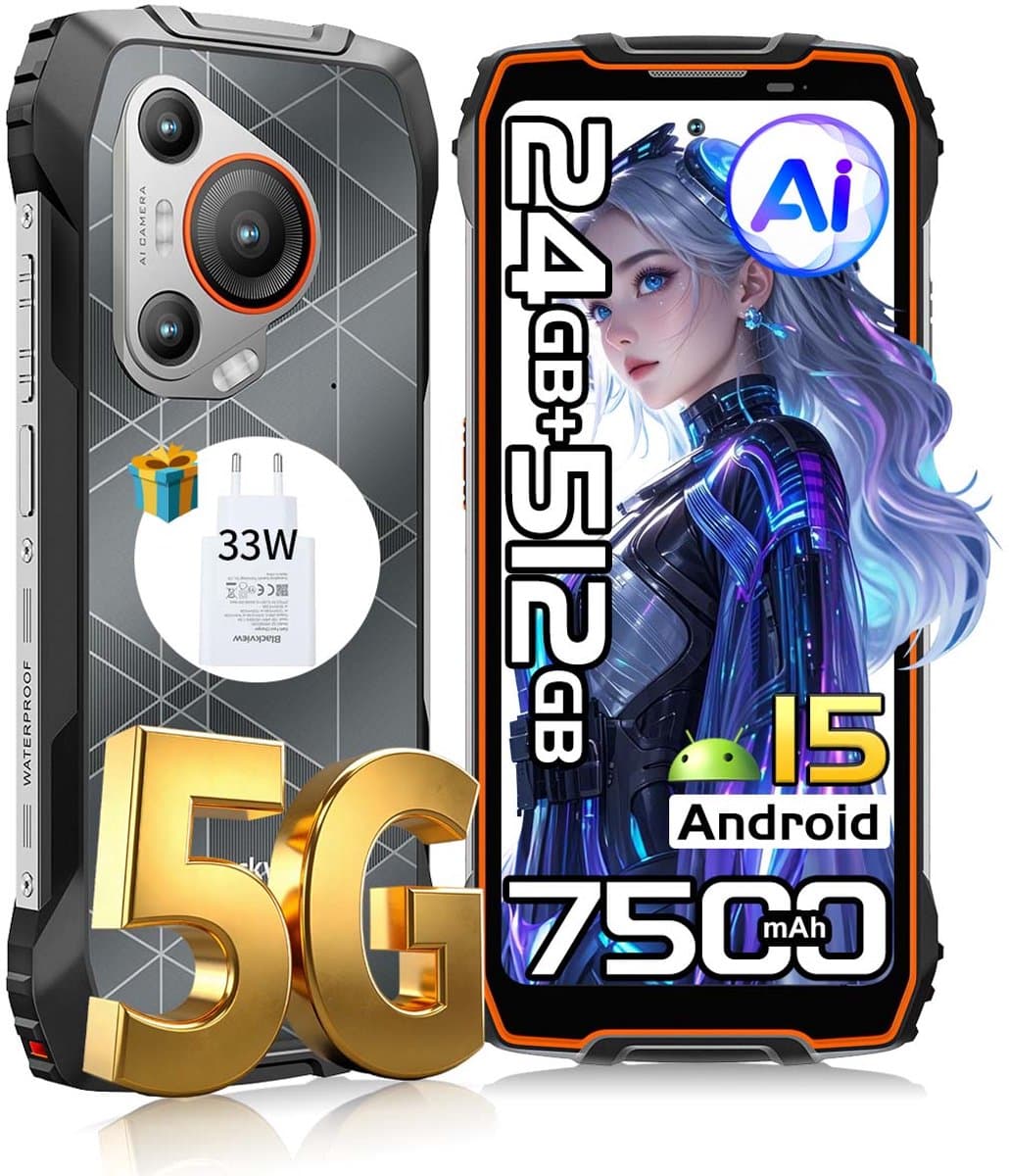 Blackview BL7000 Robuuste Smartphone 5G - 6.78 inch - Android 15 - 24GB RAM - 512GB ROM - 50MP Camera - 7500mAh met 33W Adapter - IP68 Waterdicht - NFC OTG GPS FM - Oranje — afbeelding 1