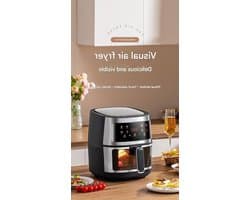 Heteluchtfriteuse - Airfryer Frituurpan - Gezond Koken - Groot Zichtvenster - 7 Liter - Zwart