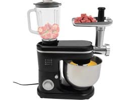 Keukenmachine - Mixer - Allround Koken - 3-in-1 Functionaliteit - 6L Kom - Zwart Zilver
