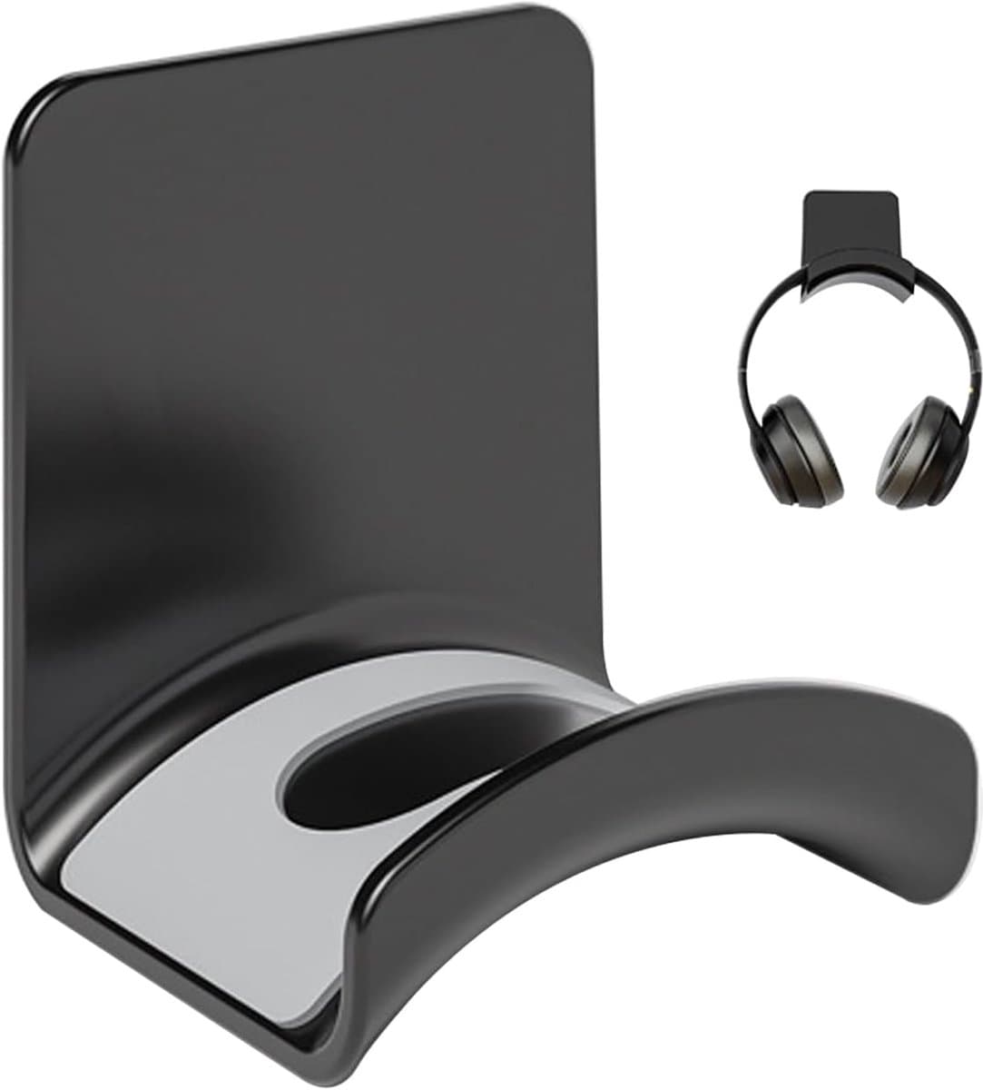 Hoofdtelefoonhouder - Hoofdtelefoonstandaard - Wandmontage - Universeel - Hangend - PC - Bureau - Gaming - Accessoires - Decoratieve - Hoedhouder - Zwart — afbeelding 1