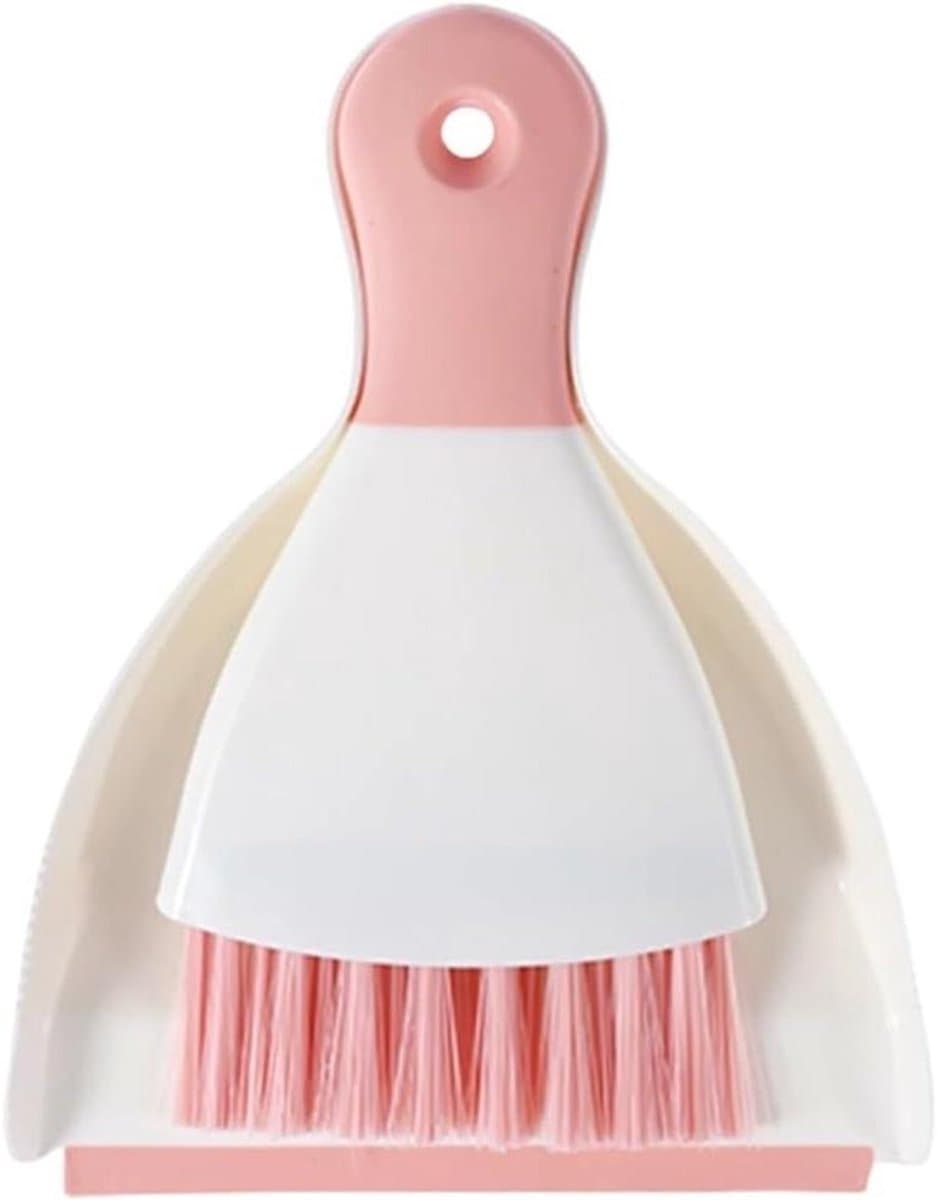 Mini stoffer blik - Kleine bezem - Bureau schoonmaken - Zachte borstelharen - 21 cm - Grijs — afbeelding 1