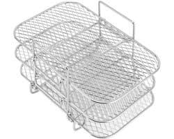Allecto - Air Fryer Rack - RVS Kookrek - 3-Lagen - Voor Oven en Magnetron - Gezond Koken met Airfryer - Geschikt voor Diverse Gerechten - Kleur of ...