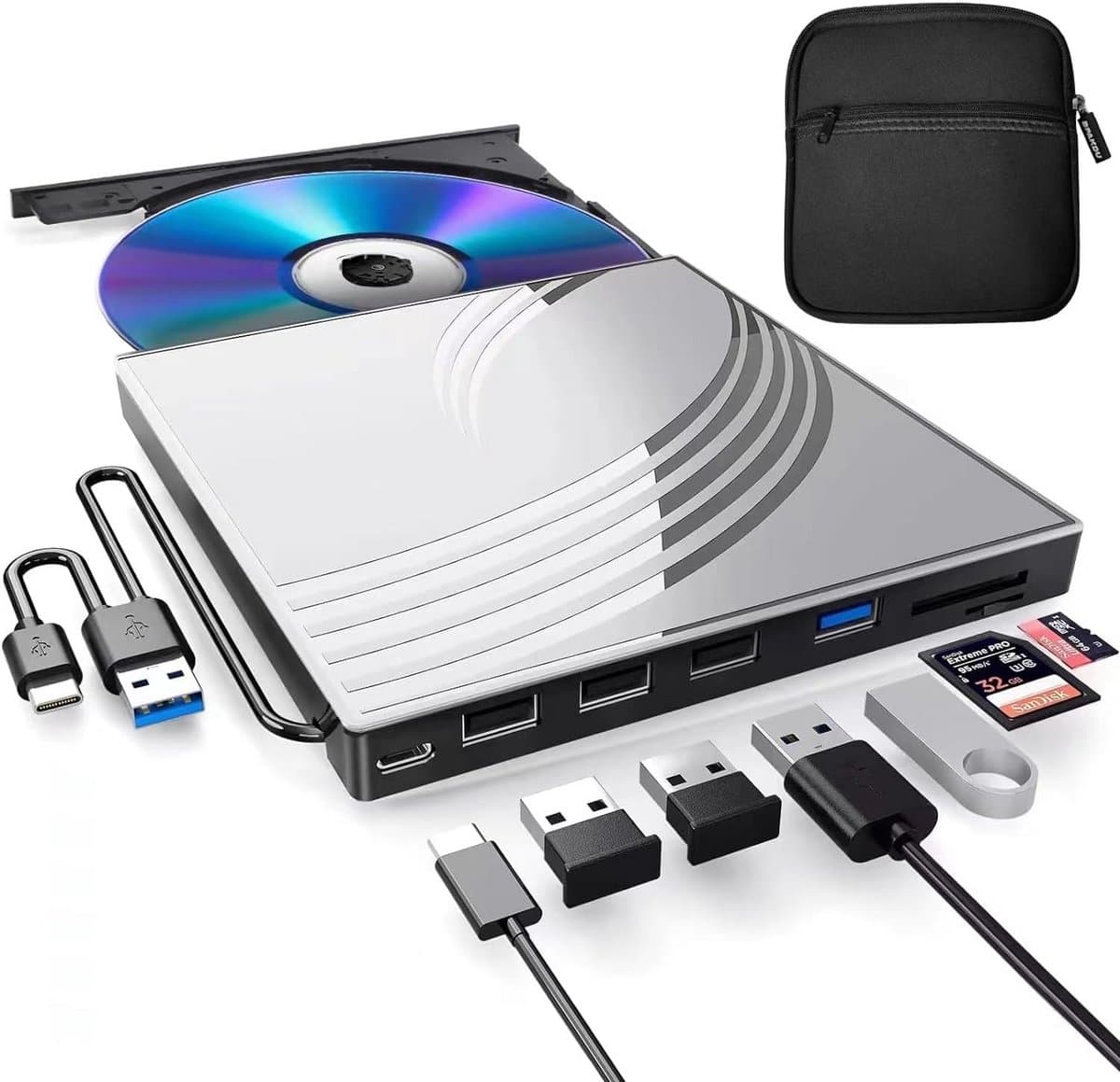 Externe DVD-station - CD Brander - Bestanden Archiveren - USB 3.0 Ultra Slim - 15 x 14 x 1.6 cm — afbeelding 1