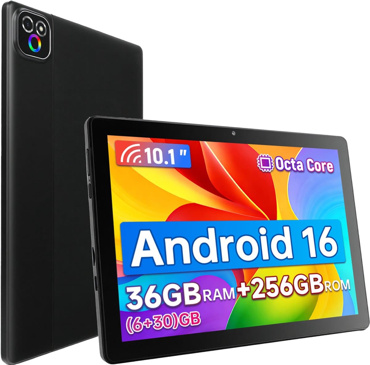 Tablet - 10.1 inch Tablets - Android 16 - Wi-Fi - 256GB - Octa-core A537 - Zwart — afbeelding 1