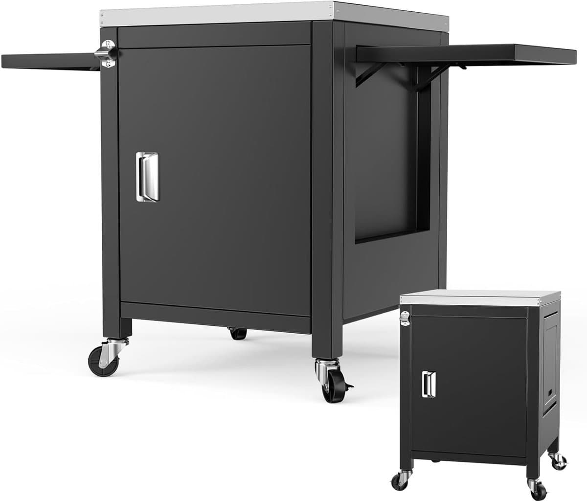 Outdoor Keuken Trolley met 2 Vouwbare Zijkanten, Draagbare Grillwagen voor Pizza Ovens en BBQ's, Ideaal voor Buiten koken en Tuinfeesten — afbeelding 1