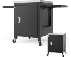 Outdoor Keuken Trolley met 2 Vouwbare Zijkanten, Draagbare Grillwagen voor Pizza Ovens en BBQ's, Ideaal voor Buiten koken en Tuinfeesten