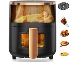 Cventrix Airfryer - Heteluchtpan - Multifunctionele Airfryer - 6L – 1800W Luchtfriteuse met Kijkvenster – Digitaal & Timerfunctie